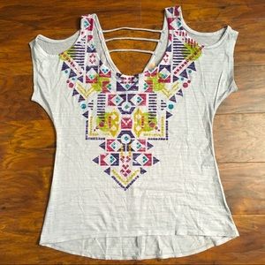 Eyeshadow cold shoulder top, juniors size small